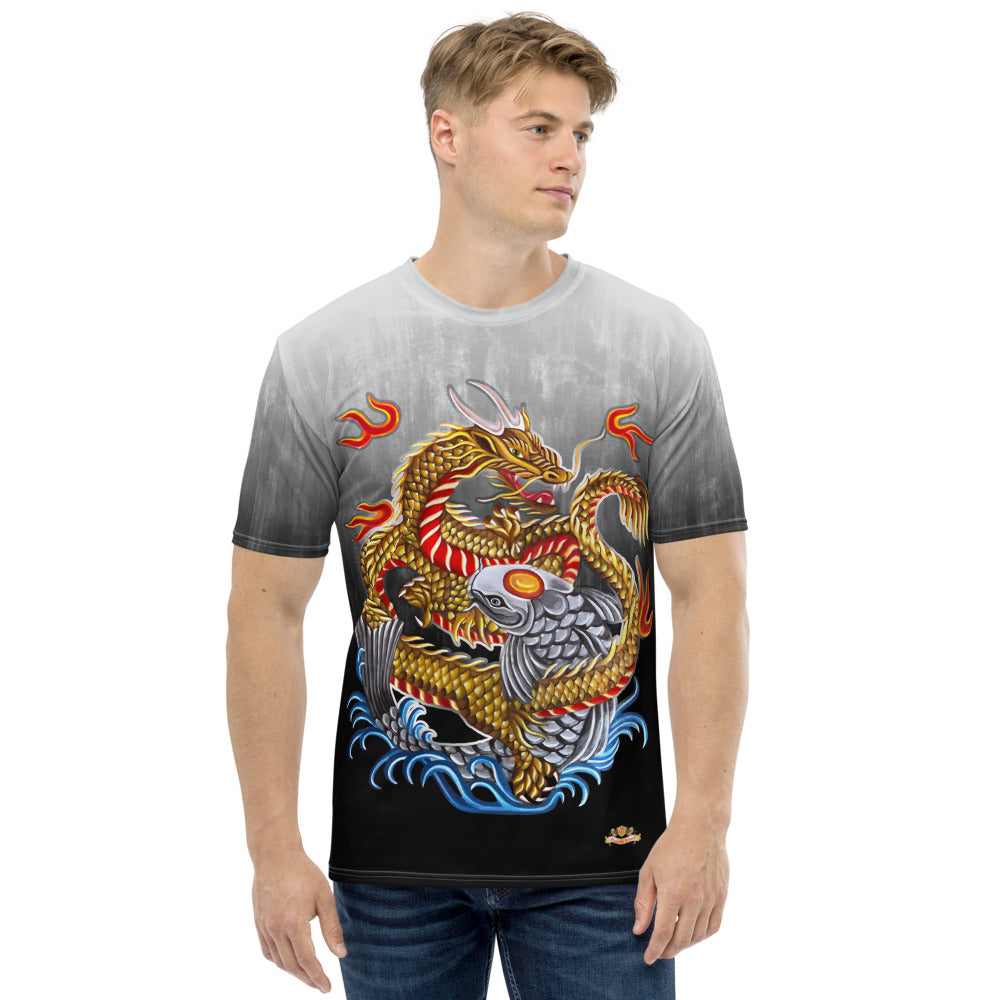 ensidigt Topmøde dynasti Dragon and Koi Gold and Silver Gray Fade Men's T-shirt – Roueche Blend Art  Works