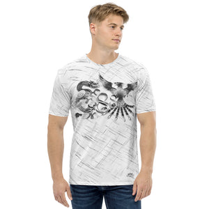 Dragon and Phoenix Infinity Chrome White Patterned Men’s T-shirt